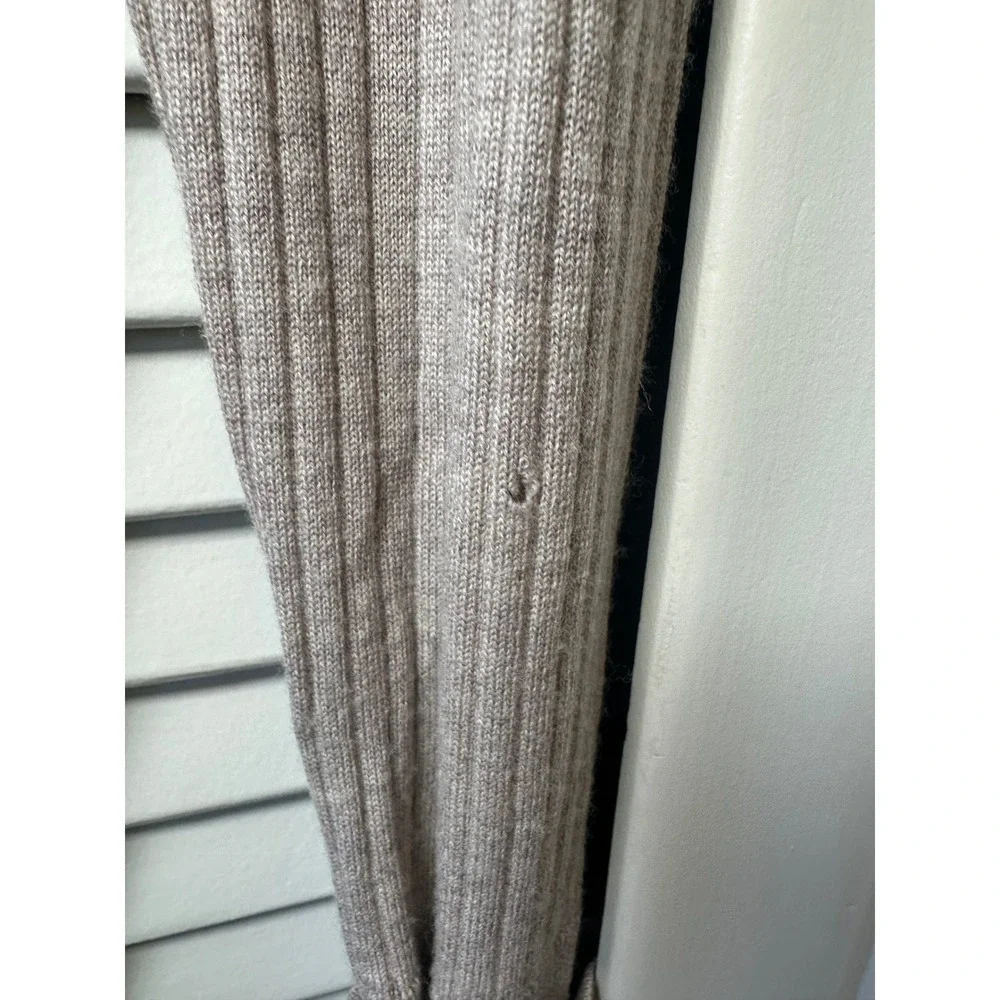 Tory Burch Merino Wool Ribbed Cardigan Beige Gold Logo Button 14123179 Sz S(A)
